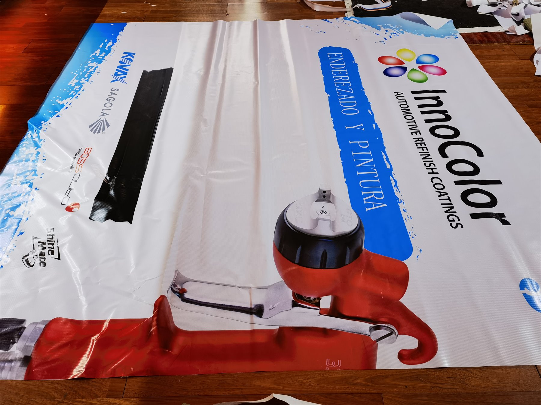 Large format vinyl banner print before packing