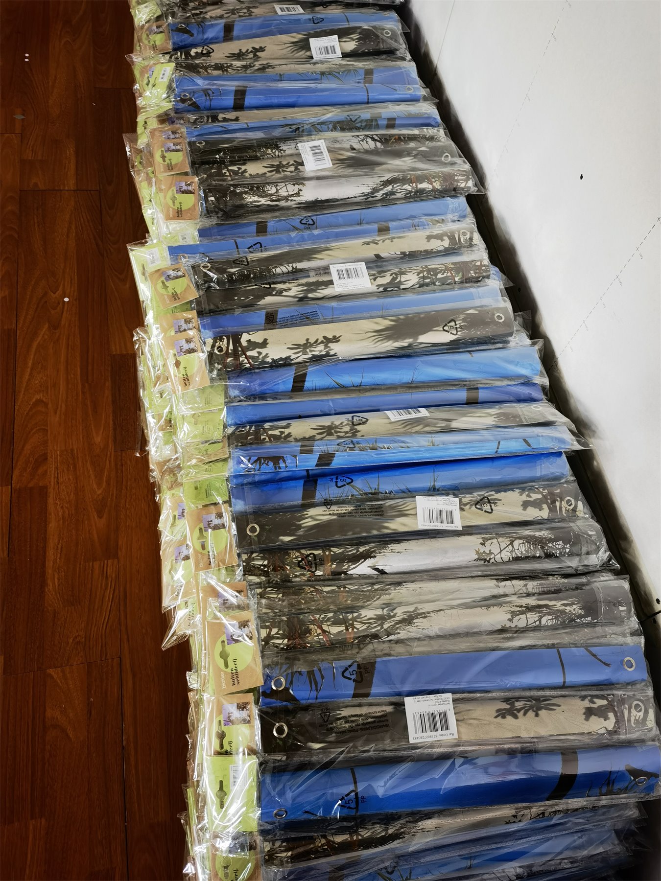 Packed custom banner batch ready for shipment