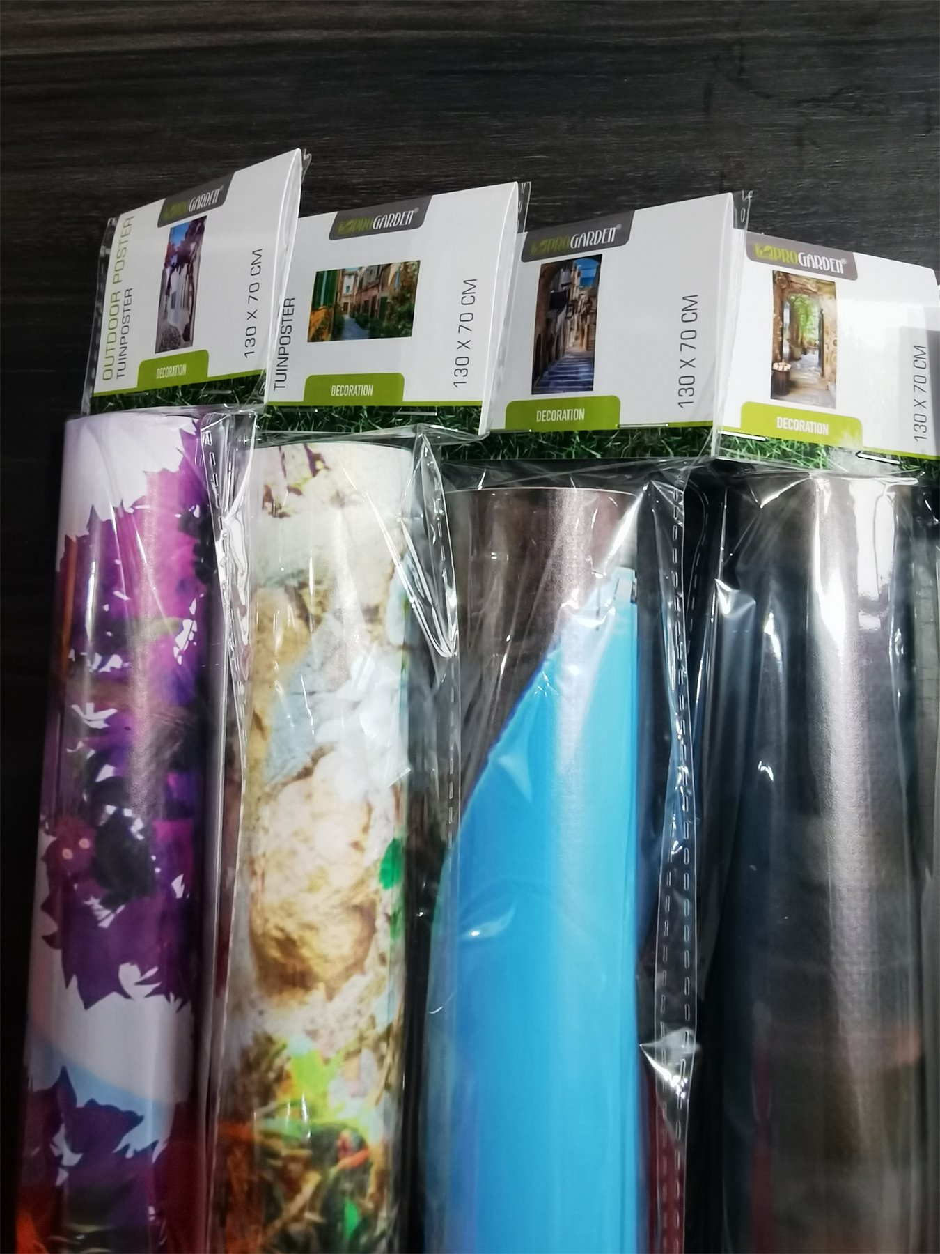 Outdoor poster products in retail packaging